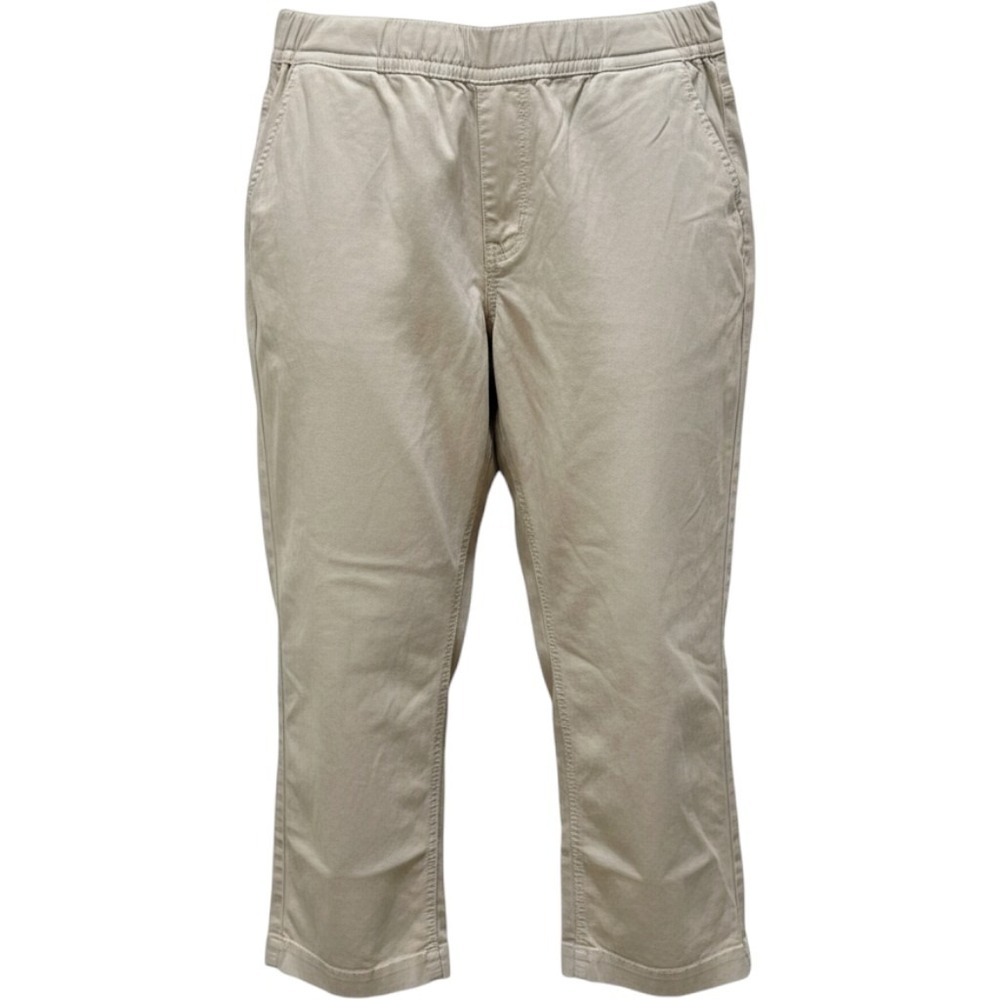 Soft Surroundings Tan Khaki Pull On Cropped Pants 2X Stretch Capris Coastal Chic
